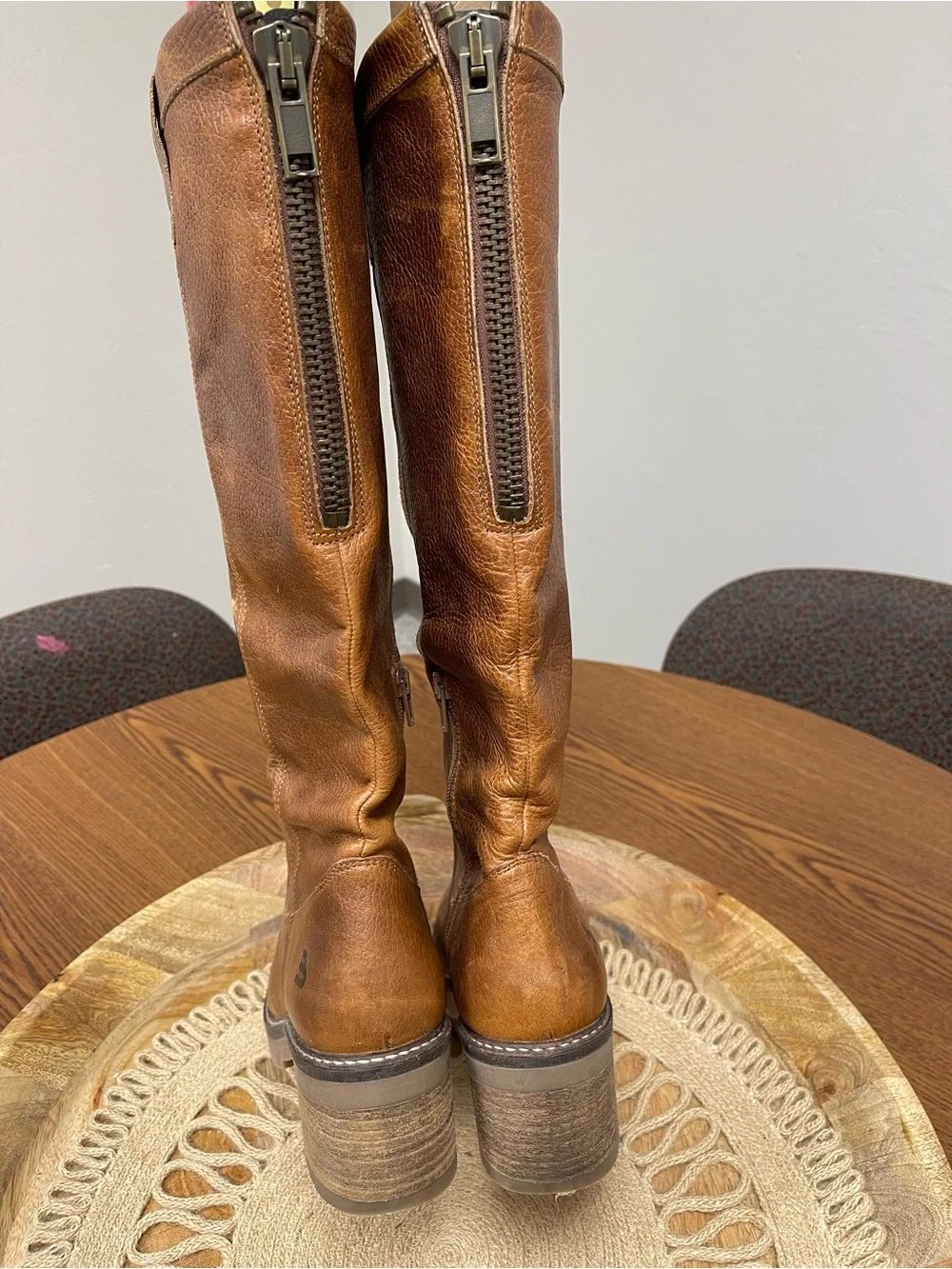Over-the-Knee Brown Leather Riding-Style Boots